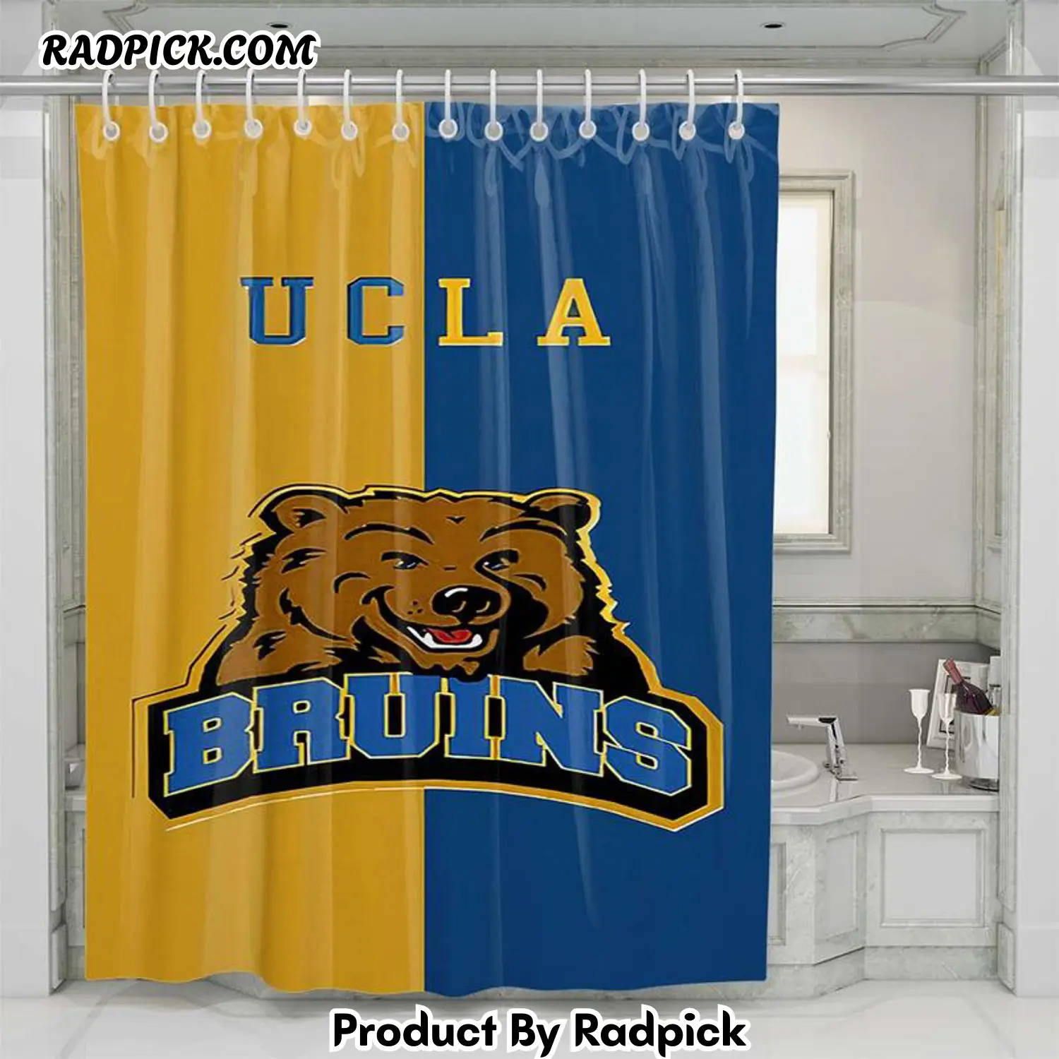 Ucla bruins ncaa football logo shower curtain set for bathroom decor gift for friends rp38746